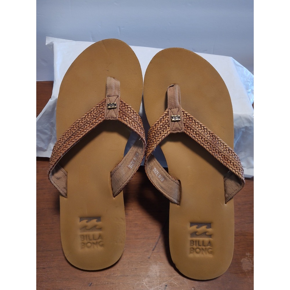BILLABONG Kai Brown Sandals Braided Thong Flip Flops Summer Beach ~ Size 8